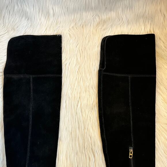 COACH Lucia Split Over The Knee High Boots Suede Tall Block Heeled, Black - Picture 5 of 15